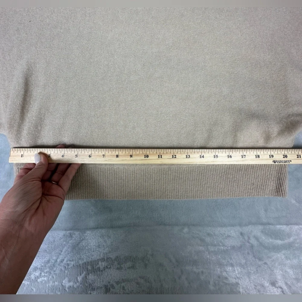 Anthropologie Cashmere Poncho Sweater Plus 1X Beige Boxy Boat Neck Old Money New - Picture 9 of 10